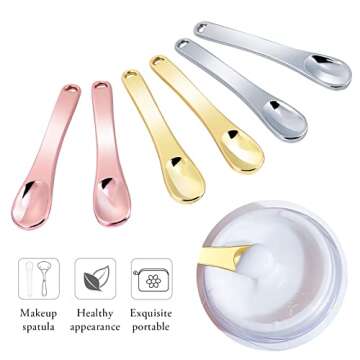 WLLHYF Mini Metal Makeup Spatula Skin Care Cosmetic Spoon Reusable Applicator, Beauty Scoop for Facial Cosmetic for Face Mask Cream Lotions Moisturizers
