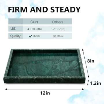 Zilukar Real Natural Marble Tray for Bathroom, Vanity, Kitchen and Desktop, Rectangle Genuine Marble...