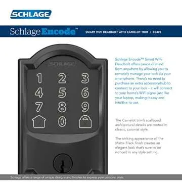 Schlage FE695 CEN 622 LAT Touch Century Lock - Electronic Keyless Entry, Matte Black