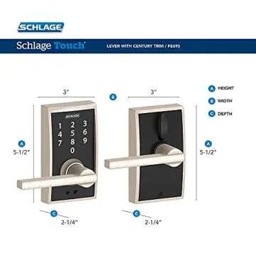 Schlage Touch Century Lock with Latitude Lever, Matte Black