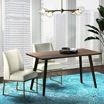 Rivet Contemporary Dining Chair with Brass Base, 34"