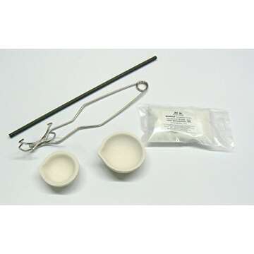 JTS Melting Kit Gold & Silver Italian Crucibles Set Whip Handle Carbon Rod Borax Torch Melt Scrap