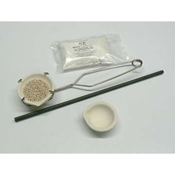 JTS Melting Kit Gold & Silver Italian Crucibles Set Whip Handle Carbon Rod Borax Torch Melt Scrap