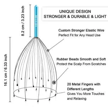 HOFASON 4PCS Head Massager Head Scratcher with 20 Fingers, Scalp Massager Christmas Gift Ideas Stocking Stuffers for Women Men, Massager Tool Bulk Set for Hair Growth and Body Stress Relax