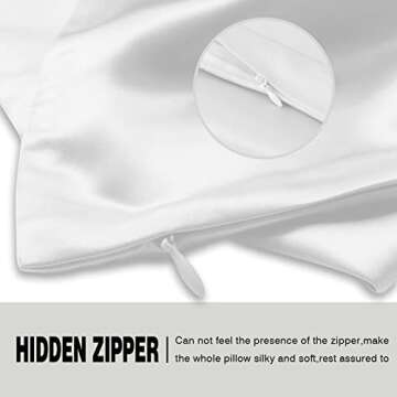 Natural Mulberry Silk Pillowcase for Hair and Skin Queen Size 20"X30" Silk Pillow Case with Hidden Zipper Soft Breathable Smooth Cooling Silk Pillow Covers for Sleeping(White,Queen,1Pcs)