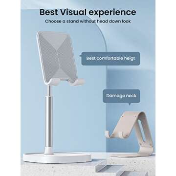 LISEN Cell Phone Stand Adjustable Phone Holer for Desk, Computer Office Desk Accessories for iPhone ...