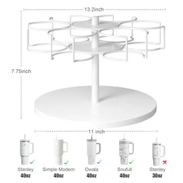 QimCoor Stylish Rotating Tumbler Organizer for 40 oz Cups