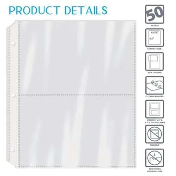 Better Kitchen Products Recipe Card Page Protectors, 50 Count, 4 x 6 inch Pockets, 2 Pockets Per Page, (for Medium Size 8.5"x 9.5" Binders), Recipe Book Pocket Page Refill Sheets