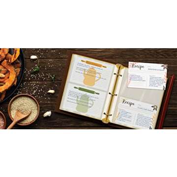 Better Kitchen Products Recipe Card Page Protectors, 50 Count, 4 x 6 inch Pockets, 2 Pockets Per Page, (for Medium Size 8.5"x 9.5" Binders), Recipe Book Pocket Page Refill Sheets