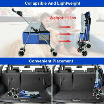 Posh Waterproof Pet Stroller for Travel with Cup Holder