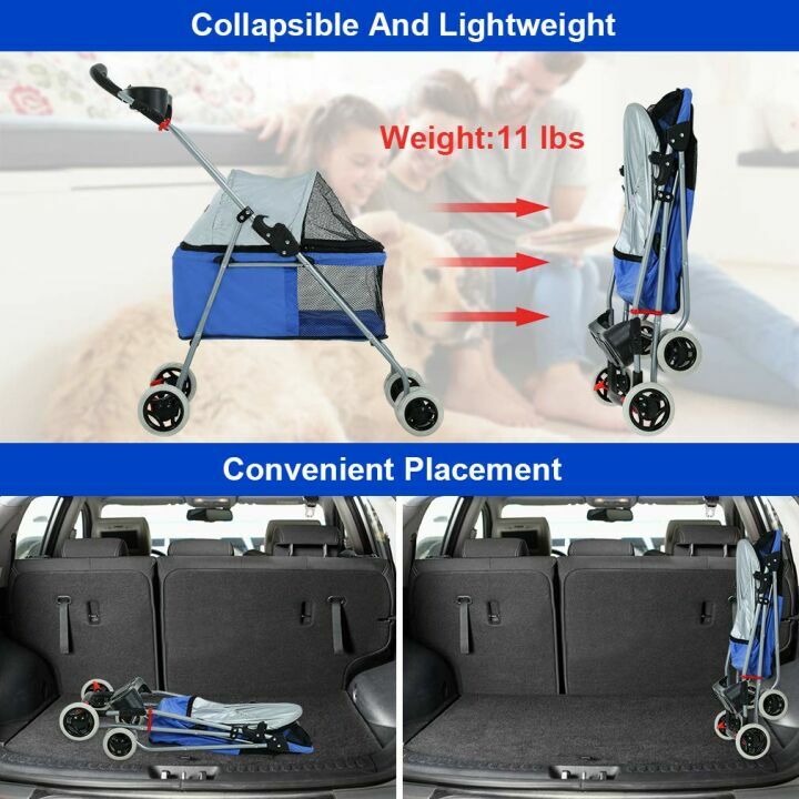 Posh Waterproof Pet Stroller for Travel with Cup Holder