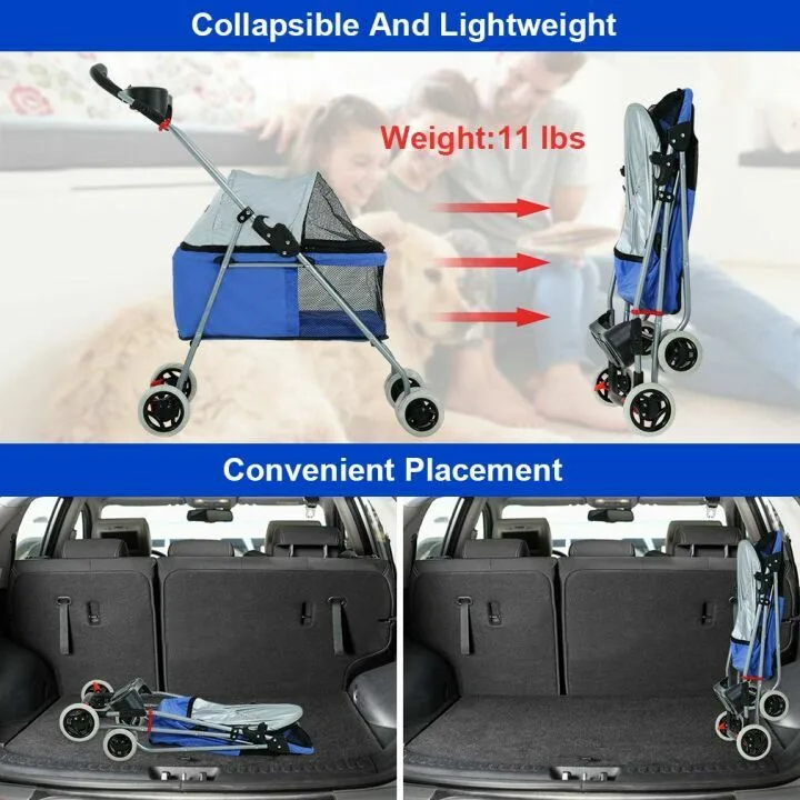 Posh Waterproof Pet Stroller for Travel with Cup Holder