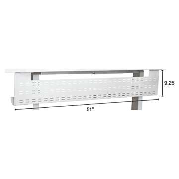 Stand Up Desk Store Under Desk Cable Management Tray Black Horizontal Computer Cord Raceway and Modesty Panel (White, 51")