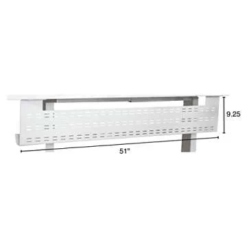 Stand Up Desk Store Under Desk Cable Management Tray Black Horizontal Computer Cord Raceway and Modesty Panel (White, 51")