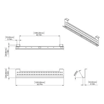 Stand Up Desk Store Under Desk Cable Management Tray Black Horizontal Computer Cord Raceway and Modesty Panel (White, 51")