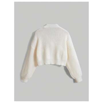 GORGLITTER Women's Cute Bow Cardigan Sweater Long Sleeve V Neck Button Down Pullover Top Apricot Small