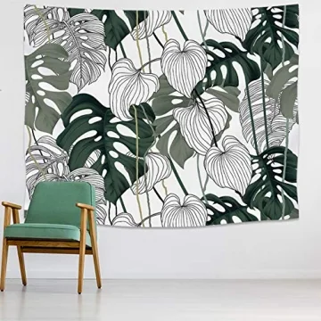 JOYPLUS Palm Tree Leaves Velvet Tapestry for Home Decor