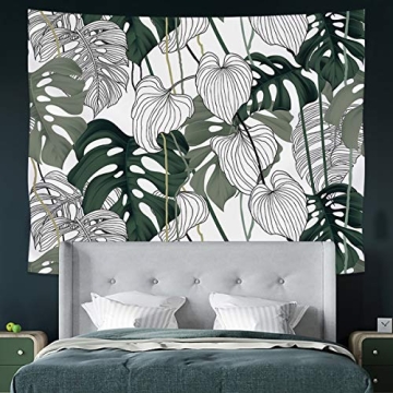 JOYPLUS Palm Tree Leaves Velvet Tapestry for Home Decor