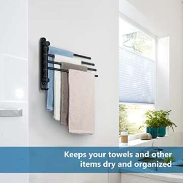 Stylish Black Swivel Towel Rack for Space Saving
