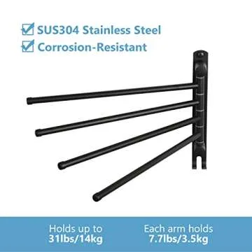 Stylish Black Swivel Towel Rack for Space Saving