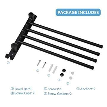 Stylish Black Swivel Towel Rack for Space Saving