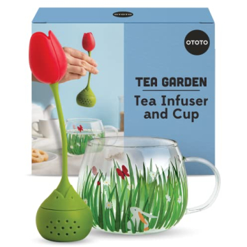 OTOTO Tea Garden Cup & Tea Diffuser Set - Cute Tea Infuser for Loose Leaf Tea and Glass Tea Cup Set ...