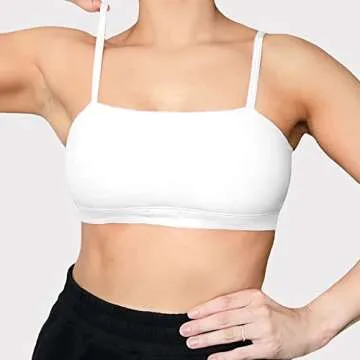 Aoxjox Women's Workout Bandeau Sports Bras Training Fitness Running Yoga Crop Tank Top (White, X-Small)