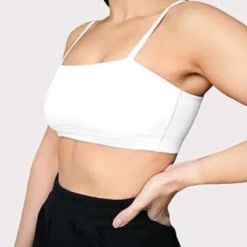 Aoxjox Women's Workout Bandeau Sports Bras Training Fitness Running Yoga Crop Tank Top (White, X-Small)