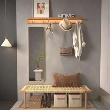 Giftgarden 47"x14" Gold Full Length Mirror Aluminum Framed, Modern Long Wall Mirror Tall Full-Body, Wall Mounted or Over The Door Hanging for Bedroom Closet Bathroom, Golden