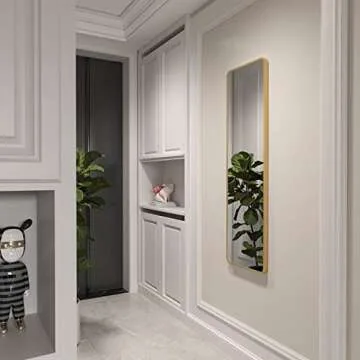 Giftgarden 47"x14" Gold Full Length Mirror Aluminum Framed, Modern Long Wall Mirror Tall Full-Body, Wall Mounted or Over The Door Hanging for Bedroom Closet Bathroom, Golden