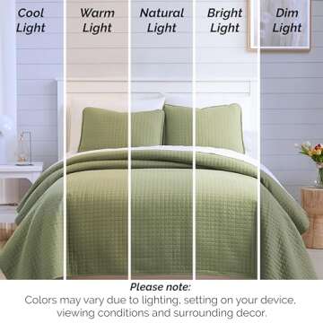 Southshore Fine Living, Inc. Quilts, Queen Size Set, Pet Hair Resistant Bedding, Soft Coverlet Queen Size/Full, Quilt Set with 2 Pillow Shams, Lightweight Full Bedspread, Sage Green