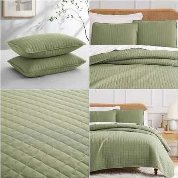 Southshore Fine Living, Inc. Quilts, Queen Size Set, Pet Hair Resistant Bedding, Soft Coverlet Queen Size/Full, Quilt Set with 2 Pillow Shams, Lightweight Full Bedspread, Sage Green