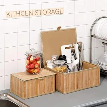 Honygebia Bamboo Storage Boxes Set for Beautiful Organization