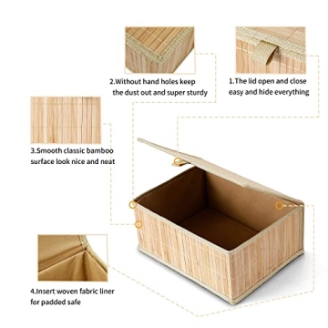 Honygebia Bamboo Storage Boxes Set for Beautiful Organization
