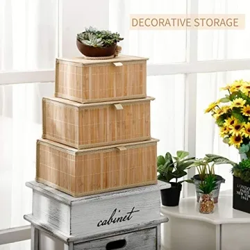 Honygebia Bamboo Storage Boxes Set for Beautiful Organization