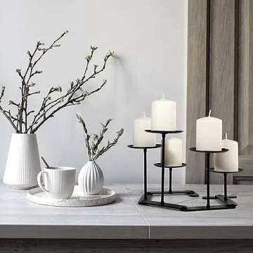 Adjustable Black Iron Candelabra for Pillar Candles