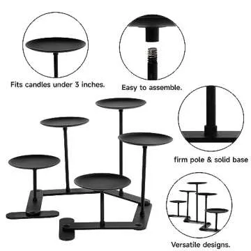 Adjustable Black Iron Candelabra for Pillar Candles