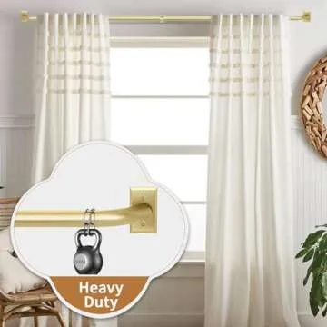 ZYRW Gold Curtain Rods, Room Darkening for 48-90 Inches