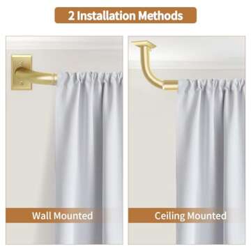 ZYRW Gold Curtain Rods, Room Darkening for 48-90 Inches