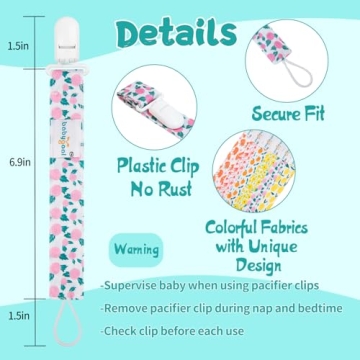 Babygoal Floral Pacifier Clips - Cute, Durable & Safe 6 Pack