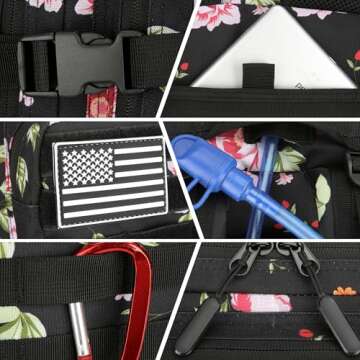 KXBUNQD 45L Military Tactical Backpack Hiking Backpacks Tactical Gear Camo Back Pack Army Molle Bag Rucksack Fitness Daypack