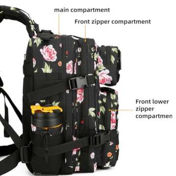 KXBUNQD 45L Military Tactical Backpack Hiking Backpacks Tactical Gear Camo Back Pack Army Molle Bag Rucksack Fitness Daypack