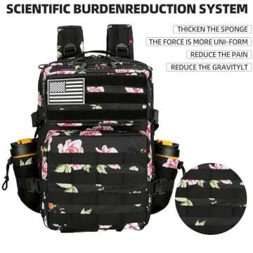 KXBUNQD 45L Military Tactical Backpack Hiking Backpacks Tactical Gear Camo Back Pack Army Molle Bag Rucksack Fitness Daypack