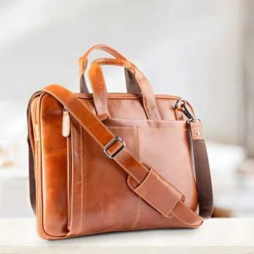 Liberty Leather 15.6” Genuine Leather Laptop Bag - Briefcase Messenger for Business