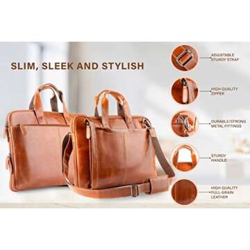 Liberty Leather 15.6” Genuine Laptop Bag for Men & Women