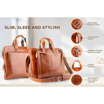 Liberty Leather 15.6” Genuine Laptop Bag for Men & Women