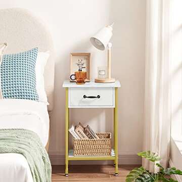 VECELO Nightstands, Industrial Side Table/End Tables with Drawer and Storage Shelf, Night Stands for...