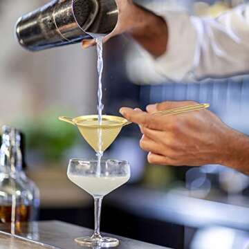 TeamFar Fine Mesh Strainer, 3.3’’ Stainless Steel Tea Strainer with Long Handle, Small Conical Cone Mesh Strainer for Cocktail Coffee Juice Flour, Non-Toxic & Easy Clean, Hanging Loop, Gold