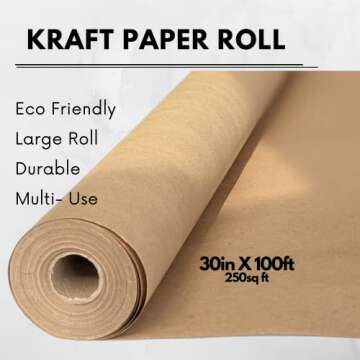 Ofelia & Co. Eco-Conscious Kraft Wrapping Paper, 30" x 100' Roll for Gift and Crafting