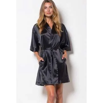 Turquaz Women's Bride Bridesmaids Robe - Satin Kimono Robes for Wedding & Bridal Party Silk Like Lig...